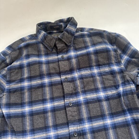 PENDLETON Mens Small Cotton Flannel MASON Plaid BLUE Gray Camping Hiking - Picture 2 of 10